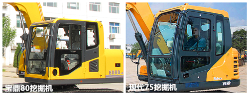 寶鼎80小型挖掘機與現代75挖掘機對比