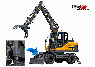 寶鼎BD95W-9A抓木機(jī)采用了前鏟后支腿設(shè)計(jì)切都獨(dú)立操作，配合新型鉸鏈?zhǔn)綌[臂平衡系統(tǒng)更能適應(yīng)惡劣的使用環(huán)境